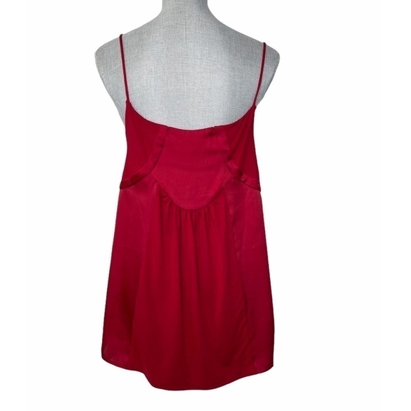 LOFT Red Satin Side Panels Ruffle Trim Tank Large - Picture 3 of 9